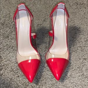 Red and clear heels